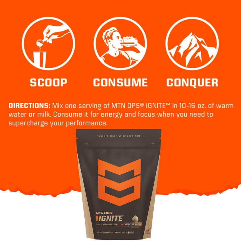 MTN OPS Hot Ignite Supercharged Energy Drink Mix Coffee Alternative,