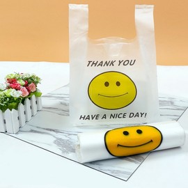 Smile Plastic Bags 100 Pcs - 32x52CM Delivery & Supermarket PE Bags (Model KK298) 32x52CM 2ea