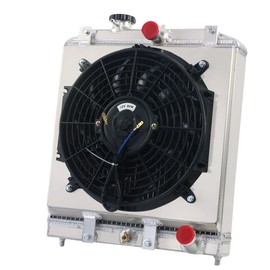Tepilauda Aluminum Radiator for 1992-2000 1998 Honda Civic del Sol Acura Integra GS LS HX D15 D16 EK EG 93 94 95 96 97 98 99 2 Row Radiators Shroud Fan Thermostat Relay Kit