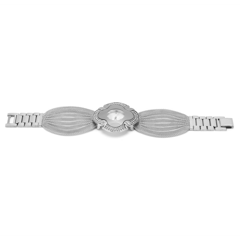 Flower Shape Dial Women Watch Wide Mesh Belt Quartz Elegant