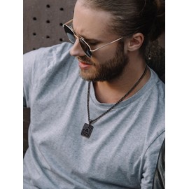 Black US Flag Tag Necklace for Men Letter A Chain with Pendant Country Jewelry