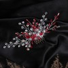 Jumwrit Bridal Hair Comb Red Rhinestone Crystal Wedding Hairpiece for