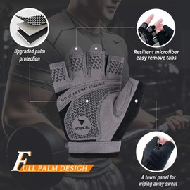 ATERCEL - Guantes de levantamiento de pesas, protección completa de la palma, guantes de entrenamiento para gimnasio, ciclismo, ejercicio, transpirables, súper ligeros para hombres y mujeres (agua, L)