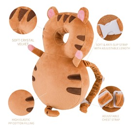 Baby Head Protector Backpack, Toddler Toddler Head Protector, Toddler Head Protector Padded Backpack Elasticated Carrier Wear (Tiger)