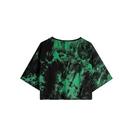 SOFIA'S CHOICE Women's Short Sleeve Tie Dye Crop Top Crew Neck Summer Casual Tee Black Green Small