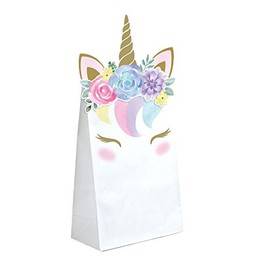 Club Pack of 96 White and Pink Unicorn Baby Shower Treat Bags 8"