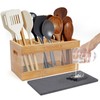yazi Extra Large Bamboo Utensil Holder for Kitchen Counter -