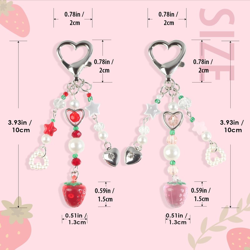 JOYSTOR Cute Strawberry Keychain,Y2K Accessories, Kawaii beaded Bag Charms for