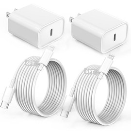Cargador de iPhone de Carga Rápida, Cargador Rápido de iPhone Paquete de 2 Bloque Cargador Rápido Tipo C Adaptador de Enchufe Cable USB-C a Lightning 