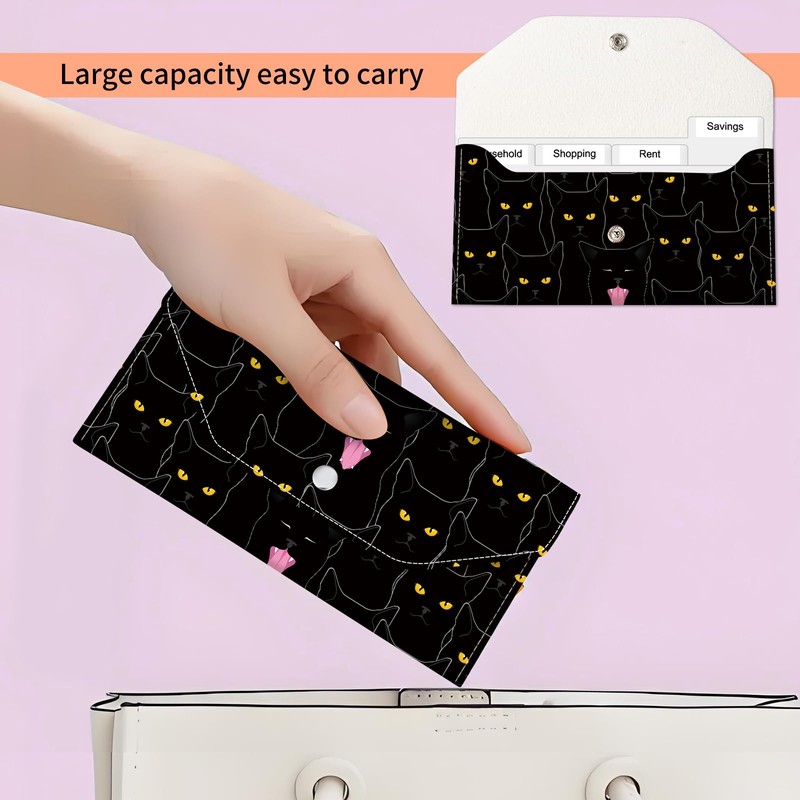 APVDSH Cash Envelope Wallet, Reusable Budget Money Wallet, Cute PU