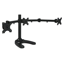 Mount-It! Triple Monitor Stand | 3 Monitor Stand Mount | Free Standing and Grommet Bases | Fits 19 20 21 22 23 24 Inch Computer Screens | Three Heavy Duty Adjustable Arms | VESA 75 100 Compatible