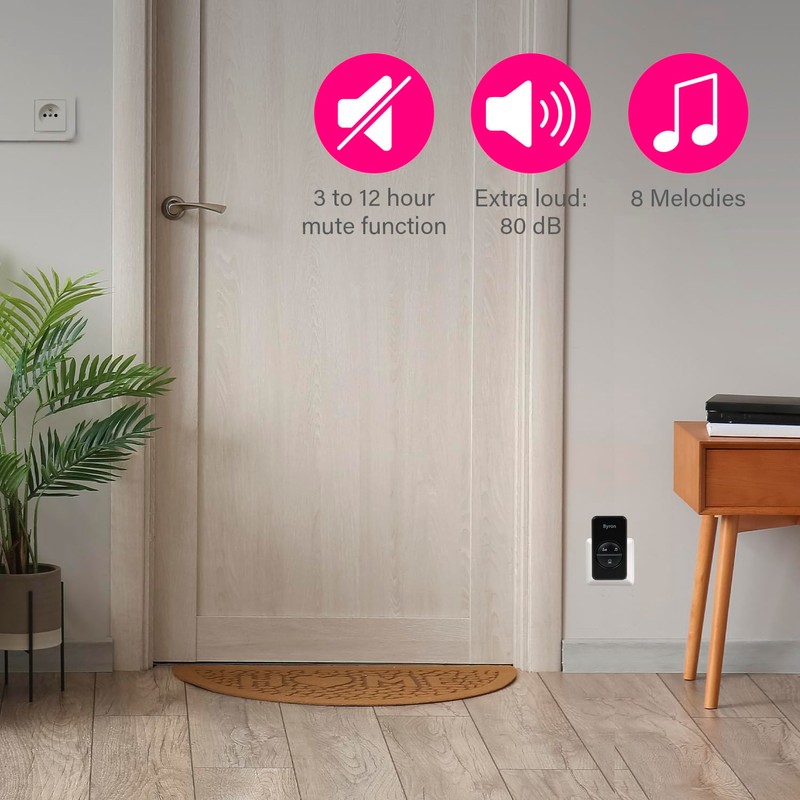 Byron Wireless Doorbell Set - 2 Chimes - Kinetic Energy