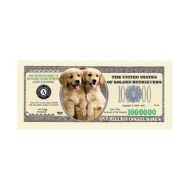 American Art Classics Pack of 5 - Golden Retriever Dog Million Dollar Bills - Best Gift for Golden Retriever Lovers
