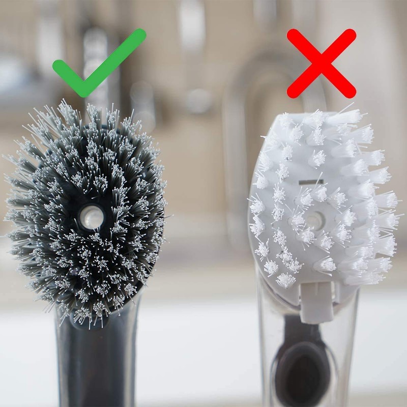 2X Dish Brush with Soap Dispenser Pot Scrubber Kitchen Sink