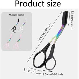 Tijeras para Cejas, Tijeras de Corte con Peine, Recorte de Cejas de Precisión, Tijeras de Cejas para Mujeres Fáciles de Usar, Tijeras para Cejas con Peine, Perfilador Recortador de (Negro)