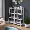 SMIBUY Bamboo Ladder Bookcase, Bathroom Storage Rack Organizer, 4 Tier