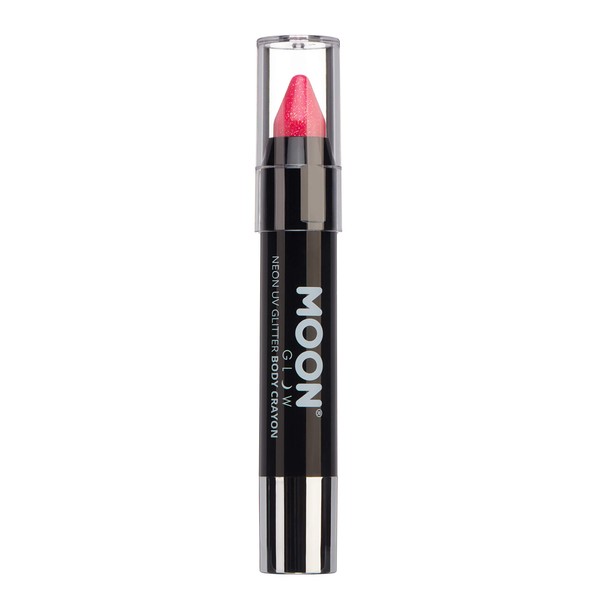 Moon Glow - Neon UV Glitter Face Paint Stick/Body Crayon Makeup for The Face & Body - Hot Pink - Glows Brightly Under UV Lighting