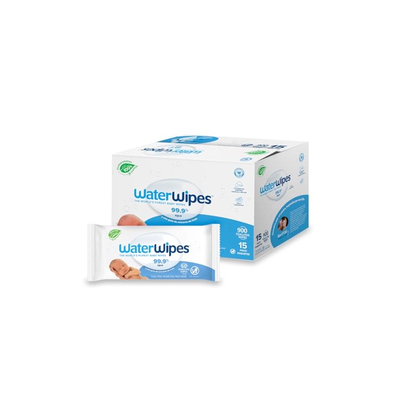 WATERWIPES, Toallitas Húmedas Originales para Bebés, Limpieza y Comodidad, Hipoalergénicas,