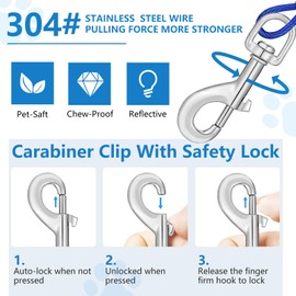 MooonGem 15ft Dog Tie Out Cable, Dog Leash Heavy Duty Tie Out Cable for Large Dogs Up to 250lbs Pull Force, Dog Runner for Yard Outdoor and Camping, Blue