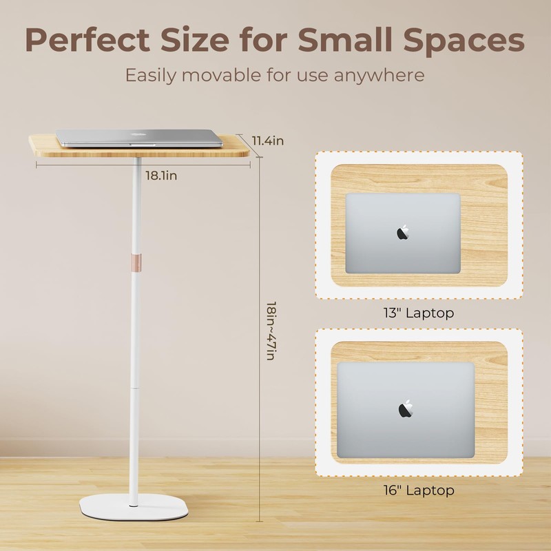 POLESTO Portable Laptop Floor Stand, Bedside/Sofa Table with Height Adjustable