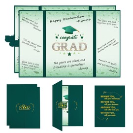 Vlipoeasn 2PCS Graduation Guest Book Alternative, Green Gold Class of 2025 Party Decorations, Grad Signature Book for 2025 College High School, Unique Graduation Gifts for Friends