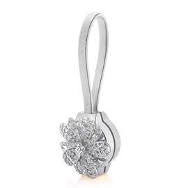 Retractable Magnetic Flower Curtain Clip Buckle Belt,Holder Tie Accessories Home Crystal Holdbacks with Stainless Steel Spring Wire Decorative Hold Backs for Office Decoration Tiebacks (Silver)