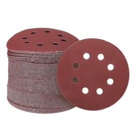 sourcing map 150pcs Hook and Loop Sanding Discs 5" 8-Hole 2000 Grits Aluminum Oxide Abrasive Sandpaper for Random Orbital Sander Woodworking Sand Automotive Paint, Red