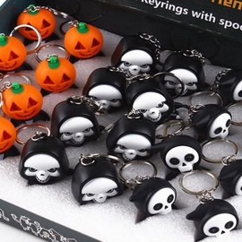 Halloween Friends LED Toy Mini Keyring, Toddler Gift, Kindergarten & Children's 24-Piece Set, Group Event Elementary School Student