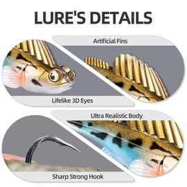 5PCS Pre-Rigged Soft Fishing Lures, Paddle Tail Swimbaits with Jig Head for Bass, Trout, Crappie, Ideal for Saltwater & Freshwater Fishing, Perfect Fishing Gift for Men(3.1", 0.75 oz)