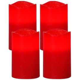 EGLO LED Kerzen May, Set aus 4 Stumpenkerze, Dauerkerze aus Wachs, Kunststoff in rot, warmweiß