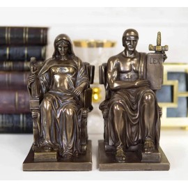 Ebros Gift Set of 2 Contemplation of Justice and Authority of Law LEX Figurine Book Ends
