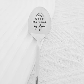 Anniversary Valentine's Day Gifts for Husband Wife Good Morning My Love Spoon for Girlfriend Boyfriend Birthday Christmas Gift for Friends Coffee Tea Spoons for Dad Grandma