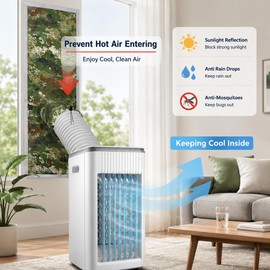 LIHONK Reversible Extra Large Window Seal Kit for Portable AC Unit (Camo & Silver) - Adjustable & Insulating Universal AC Venting Kit for Portable Air Conditioner in Sliding Windows M