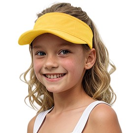 Jastore Kids Girls Boys Packable Hat Sun Visor Hats Cotton Sports Summer Golf Visor Hat (One Size, Yellow)