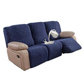 YUEANG 100% Waterproof Recliner Sofa Slipcovers, 3 Pieces Stretch Reclining Couch Covers for 3 Cushion Couch Sofa Pet Friendly Washable Furniture Covers for Dogs, Pets, Kids (Navy Blue, 3 Seater)