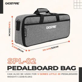 Ghost Fire Guitar Pedal Board Bag Effect Pedalboard Bag Accessory Storage Bag Carry Case 20.4x7.8x3.5in