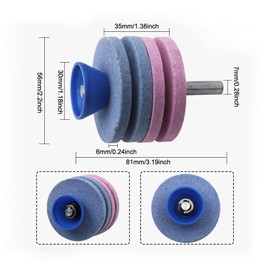 TorSor 2 Pack Lawn Mower Blade Sharpener Single/Quad Layer Grinding Corundum Stones Wheel Universal Attachment for Power Hand Drill Lawnmower Garden Hoes Trowel Shovel Knife Blades