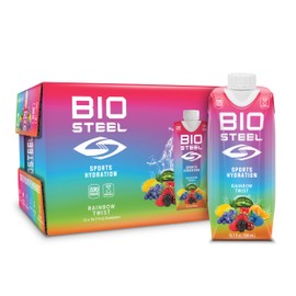 BioSteel Sports Drink, Great Tasting Hydration with 5 Essential Electrolytes, Rainbow Twist Flavor, 16.7 Fluid Ounces, 12-Pack