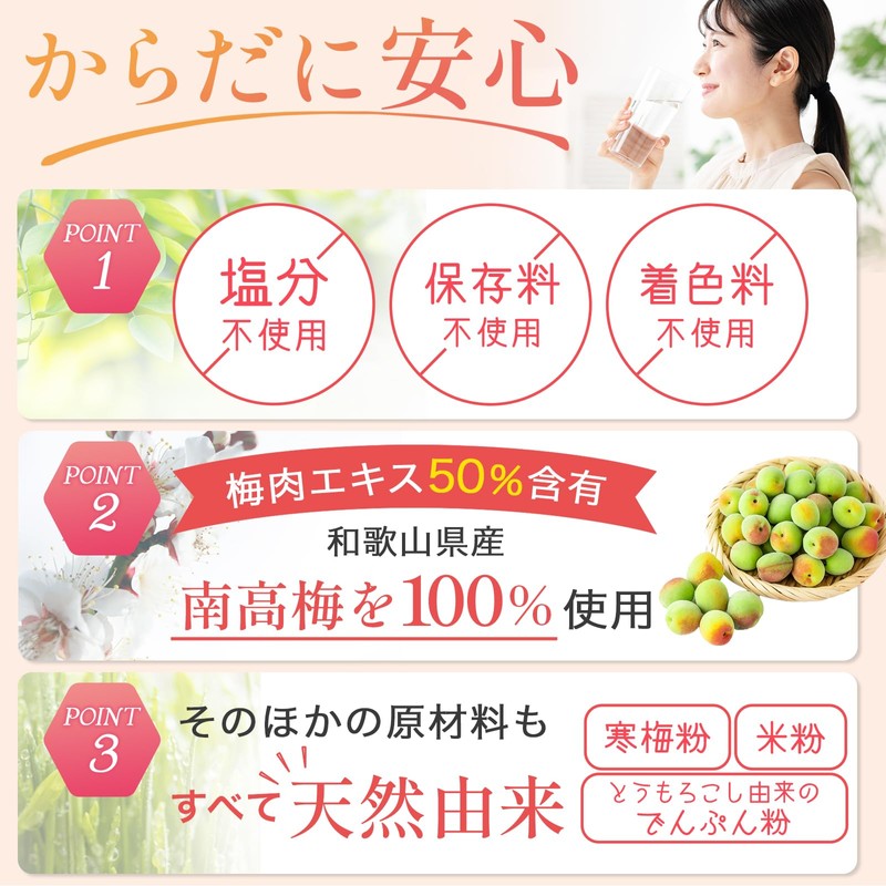管理栄養士監修 梅肉エキス 梅エキス 粒 健梅粒 塩分不使用 和歌山県産 飲みやすい粒タイプ サプリメント 約400粒