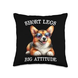 Funny Corgi Short Legs Big Attitude Cute Dog Men Women Throw Pillow