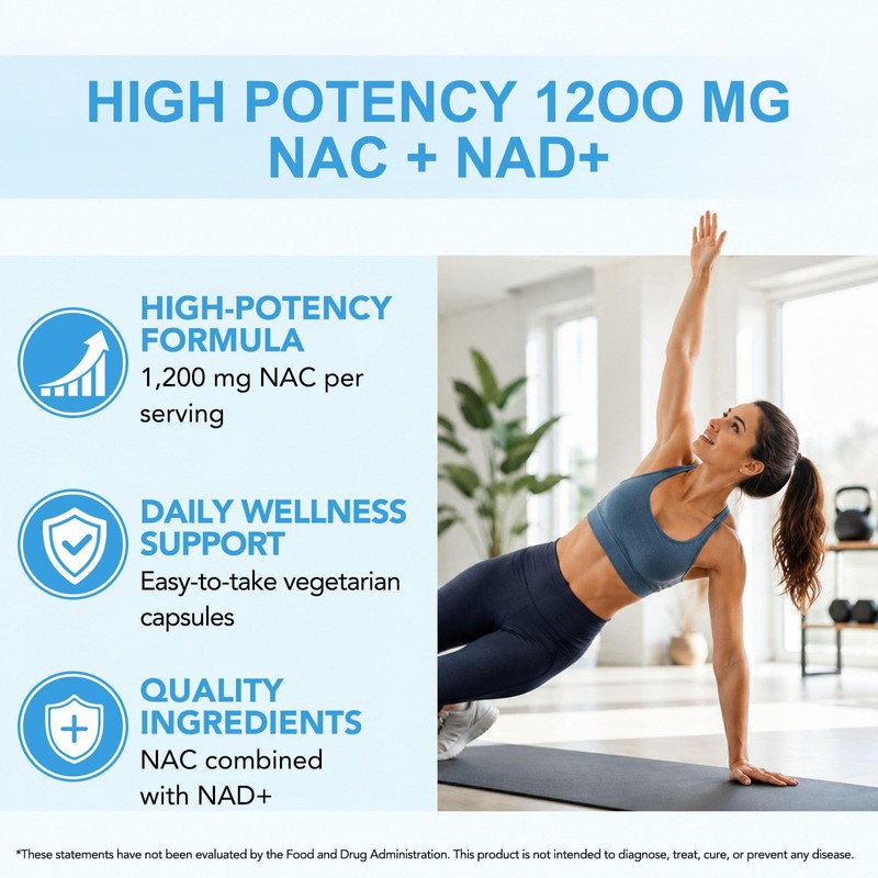 NAC N-Acetyl Cysteine with NAD+ 1200mg - 120 Capsules