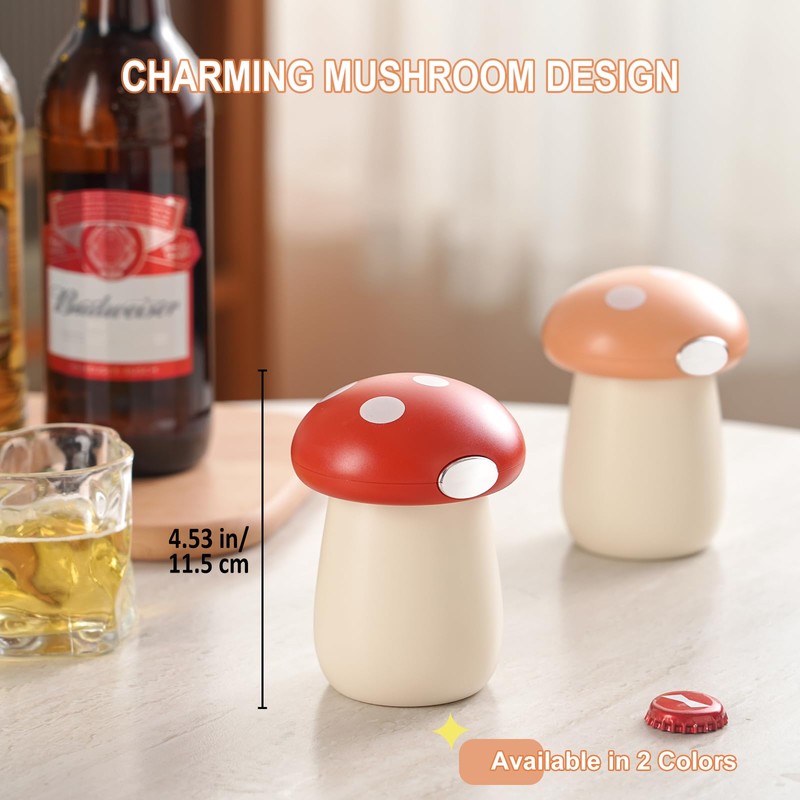 Mushroom Magnetic Bottle Opener & Can Top Cutter, 2-in-1 Tool