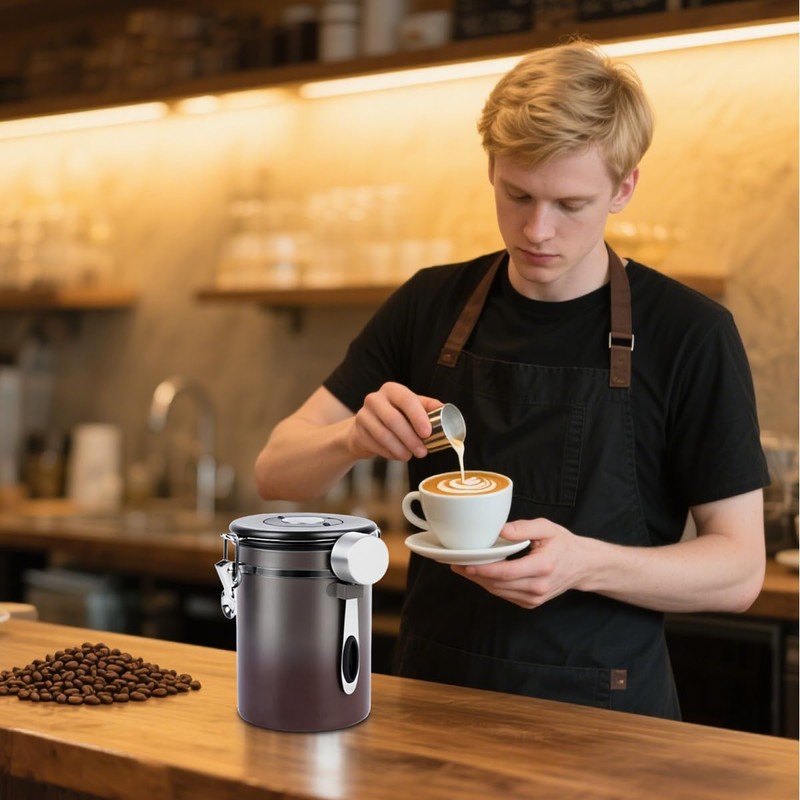 Coffee Canister Airtight Storage Container Stainless Steel Coffee Jar with