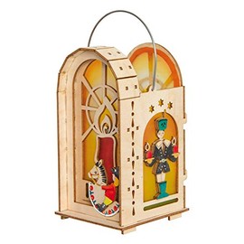Drechslerei Kuhnert – Hobaku Craft Set – Lantern / Tea Light Holder – Motif: Ore Mountains Wood Art – Decoration Made of Wood to Assemble – Dimensions: 10 x 10.5 x 18 cm – Made in Germany
