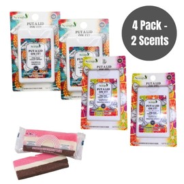 Great Scents Pre-Poop Toilet Spray 4 Pack, Tropical Hibiscus & Twisted Citrus Scents 0.67 fl oz Each, Odor Eliminator with Essential Oils Bathroom Air Freshener, with BONUS Barra de Arco-Íris de Coco