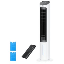 Dreo Tower Fan for Bedroom, 40" Cooling Fans That Blow Cold Air, Evaporative Air Cooler with 80° Oscillating, Removable Water Tank, Remote Control, 3 Modes 4-Speed, Quiet Floor Fan, White and Black