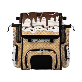 Boombah Mini Superpack Baseball Bat Bag – Youth Softball Gear Backpack – Ice Cream Multi Color – 8"x12.5"x18" (Cookies N Creme)