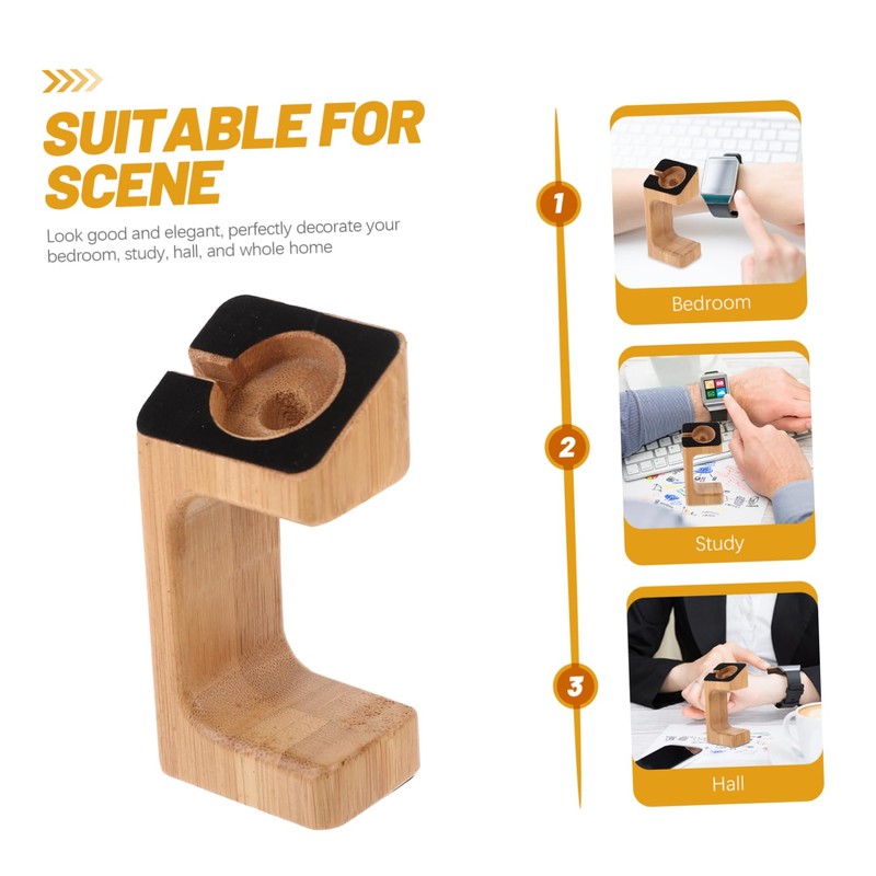 LALAFINA 1Pc Bamboo Smart Watch Charging Stand Durable Lightweight Charging