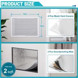 Chiligent Sound Deadening Kit for Vent, Vibration Damping and Noise Reduction, Soundproofing Mats & Mesh Vent Covers for Air Vents, HVAC Vents & Ducts, White