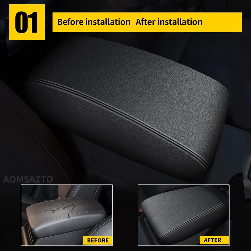 AOMSAZTO Center Console Armrest Cover for 2016-2021 Hyundai Tucson Leather